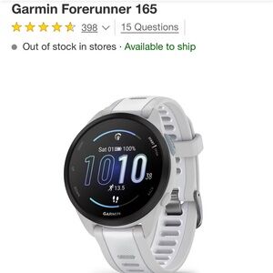 Garmin Forerunner 165 Silver and White Smartwatch